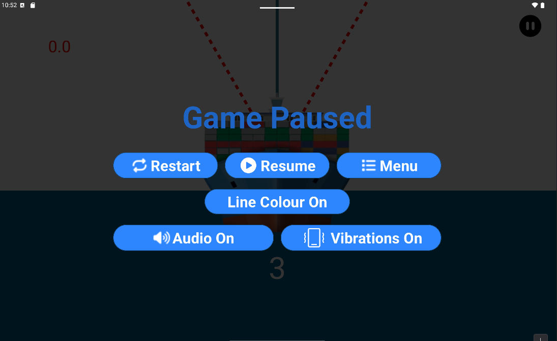 Cargo Balance pause menu and in-game settings
