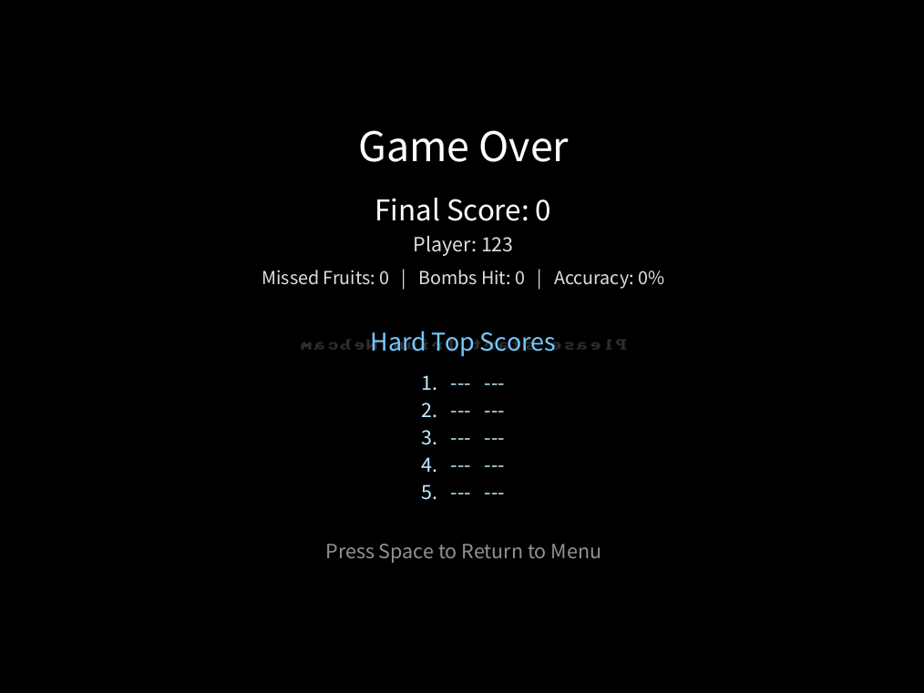 Flow Blade game over and score screen