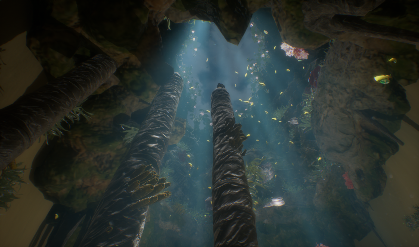 Screenshot from Tidal showing an underwater cave environment